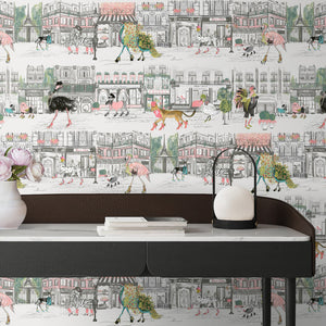 Whimsical Carousel wallpaper in a styled room