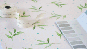 Olive and Dot in Antique Cream fabric by Seed Home Designs in cream, full repeat of olive sprigs and dots