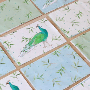Olive and Dot in Sky Blue fabric by Seed Home Designs in blue, full repeat of olive sprigs and dots