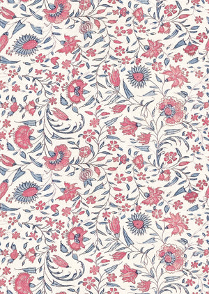Madria wallpaper by Deus ex Gardenia in pink, full repeat of dense flowers