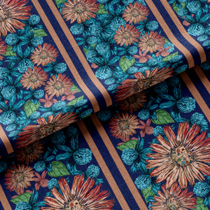 Riviera Dream linen by Dami and Em Design in teal, draped, showing a woven medallion design