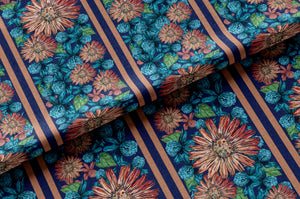Riviera Dream linen by Dami and Em Design in teal, draped, showing a woven medallion design