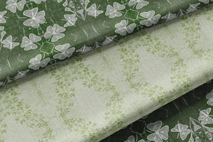 Clover Garden Garland Light Green linen by Dami and Em Design in light green, draped, showing a clover garland