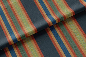 Stripe Weave linen by Dami and Em Design in indigo, draped close-up of woven stripes