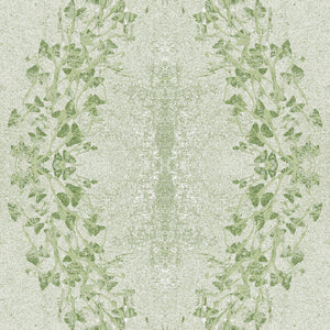Clover Garden Garland Light Green linen by Dami and Em Design in light green, full repeat of a clover garland