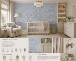Peacock Garden in Bloom Wallpaper — Blue room mockup
