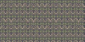 Structured Chaos linen by Dami and Em Design in green, pattern sample of a geometric design