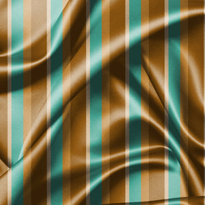 Vintage Vibe Stripe velvet by Dami and Em Design in green and orange, draped, showing vintage stripes