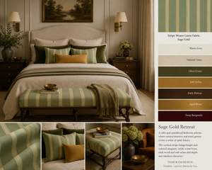 Stripe Weave linen by Dami and Em Design in terracotta, style sheet showing woven stripes