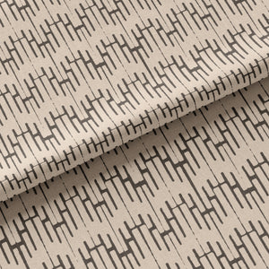 Structured Chaos linen by Dami and Em Design in purple, in soft folds showing a geometric design