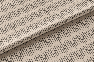 Structured Chaos linen by Dami and Em Design in cream, draped close-up of a geometric design