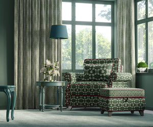 Clover Garden Garland Light Green linen by Dami and Em Design in light green, a clover garland in a living room