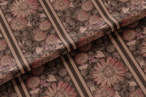 Riviera Dream linen by Dami and Em Design in brown, in soft folds showing a woven medallion design