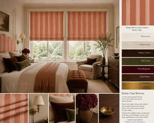 Stripe Weave linen by Dami and Em Design in teal, product sheet showing woven stripes