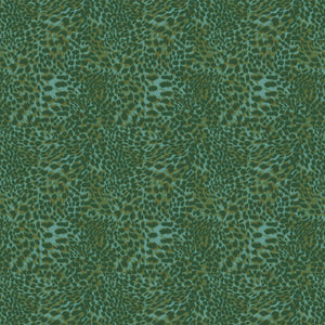 Leopard velvet by Tatie Lou in green, pattern sample of a leopard-spot print