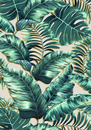Banana Leaves Max wallpaper by Brand McKenzie in green, detail of large banana leaves