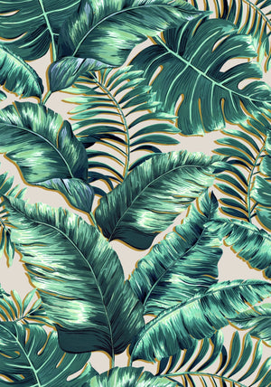 Banana Leaves Standard wallpaper by Brand McKenzie in green, pattern detail of banana leaves