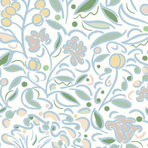 Barbara linen by Claire de Quénetain in pink, flat sample of a hand-painted floral design