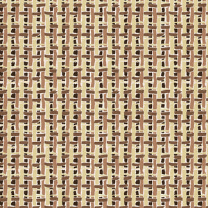 Basket linen by Parker and Jules in brown, full repeat of a woven basket check