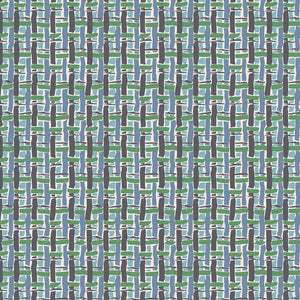 Basket linen by Parker and Jules in blue, flat sample of a woven basket check