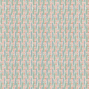 Basket linen by Parker and Jules in mint green, full repeat of a woven basket check