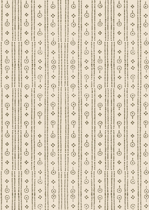 Birdlip wallpaper by Parker and Jules in cream, flat sample of a small block-print stripe