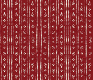 Birdlip wallpaper by Parker and Jules in red, full repeat of a small block-print stripe
