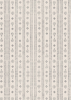Birdlip wallpaper by Parker and Jules in white and navy, full repeat of a small block-print stripe
