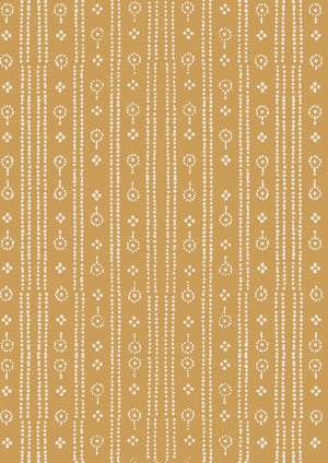 Birdlip wallpaper by Parker and Jules in yellow, full repeat of a small block-print stripe