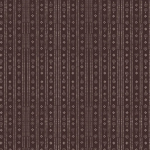 Birdlip linen by Parker and Jules in brown, pattern sample of a small block-print stripe