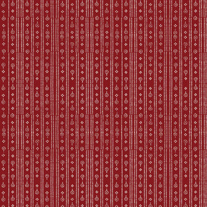 Birdlip linen by Parker and Jules in red, pattern sample of a small block-print stripe