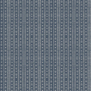 Birdlip wallpaper by Parker and Jules in black, pattern sample of a small block-print stripe