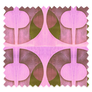 Boucle velvet by Tatie Lou in pink, pattern sample of bold retro rings