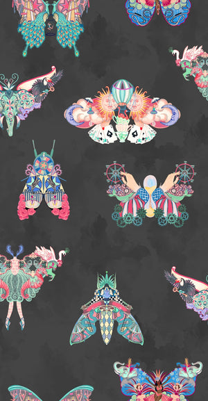 Butterfly Effect wallpaper by Brand McKenzie in black, close-up of butterflies and moths