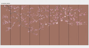Blossom wallpaper by Dami and Em Design in pink, flat sample of blossom branches