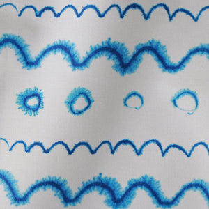 Circles in the Waves linen by Seed Home Designs in blue and white, full repeat (alternate view)