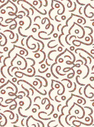 Antoinette wallpaper by Claire de Quénetain in green, full repeat of a hand-painted floral design