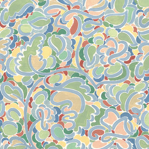Charlotte wallpaper by Claire de Quénetain in pink and green, full repeat of a hand-painted floral design