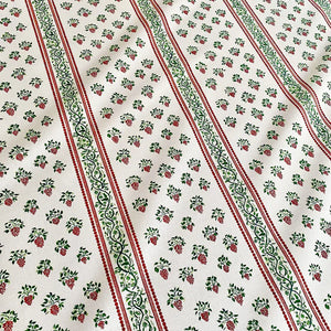 Clarisse linen by Claire de Quénetain in green, full repeat of floral stripes