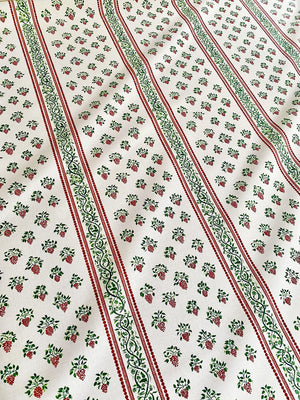 Clarisse linen by Claire de Quénetain in green, full repeat of floral stripes