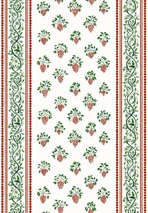 Clarisse linen by Claire de Quénetain in green, flat sample of floral stripes