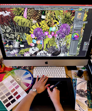 Club Safari wallpaper by Brand McKenzie, the artist painting the original artwork showing a lush safari scene
