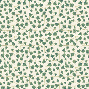 Edera wallpaper by Deus ex Gardenia in cream and green, full repeat of trailing ivy leaves