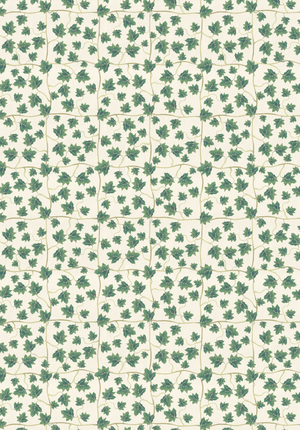 Edera wallpaper by Deus ex Gardenia in cream and green, full repeat of trailing ivy leaves