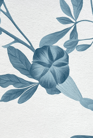 Midsummer wallpaper by Deus ex Gardenia in blue and white, close-up of trailing bellflowers