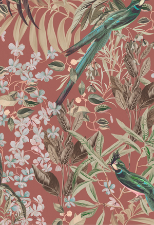 Resplendent Woods superwide wallpaper by Deus ex Gardenia in dark green, full repeat (second view)