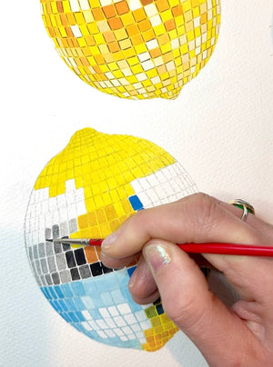 Disco Lemons wallpaper by Brand McKenzie in yellow, the artist painting the original artwork