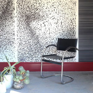 Disorder in Stasis Passerine 2 wallpaper by The Monkey Puzzle Tree in black and white in a styled room setting