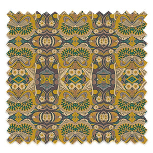 Esprit velvet by Tatie Lou in mustard, full repeat of an ornate medallion print