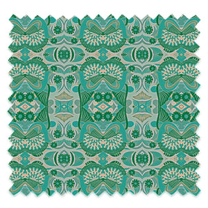Esprit velvet by Tatie Lou in green, full repeat of an ornate medallion print